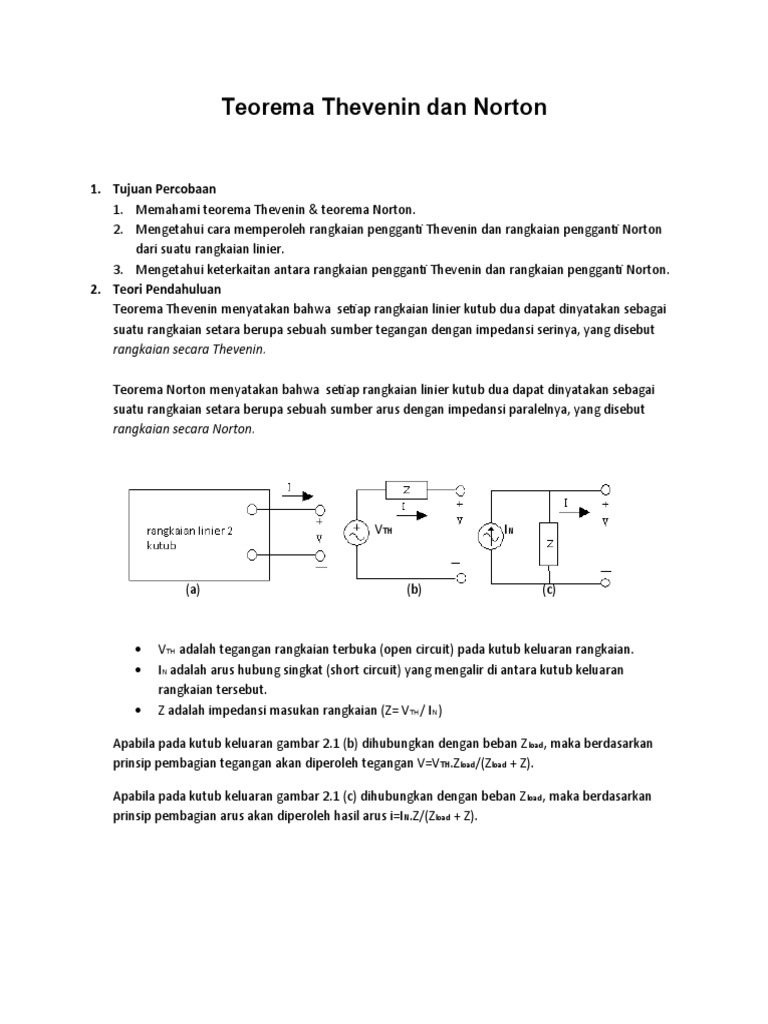 Teorema Thevenin dan Norton