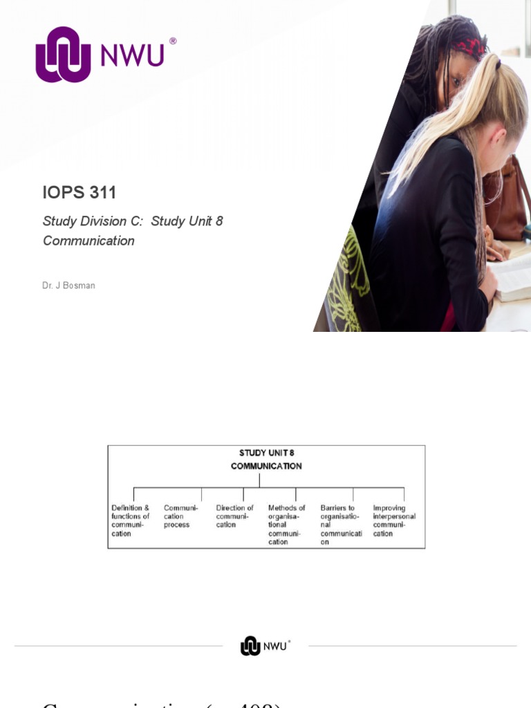 IOPS 311: Study Division C: Study Unit 8 Communication | PDF | Science ...