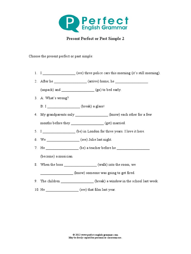 Simple Past Vs Present Perfect | PDF | Language Arts & Discipline ...