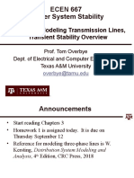 Lecture 4 Modeling Transmission Lines, Transient Stability Overview