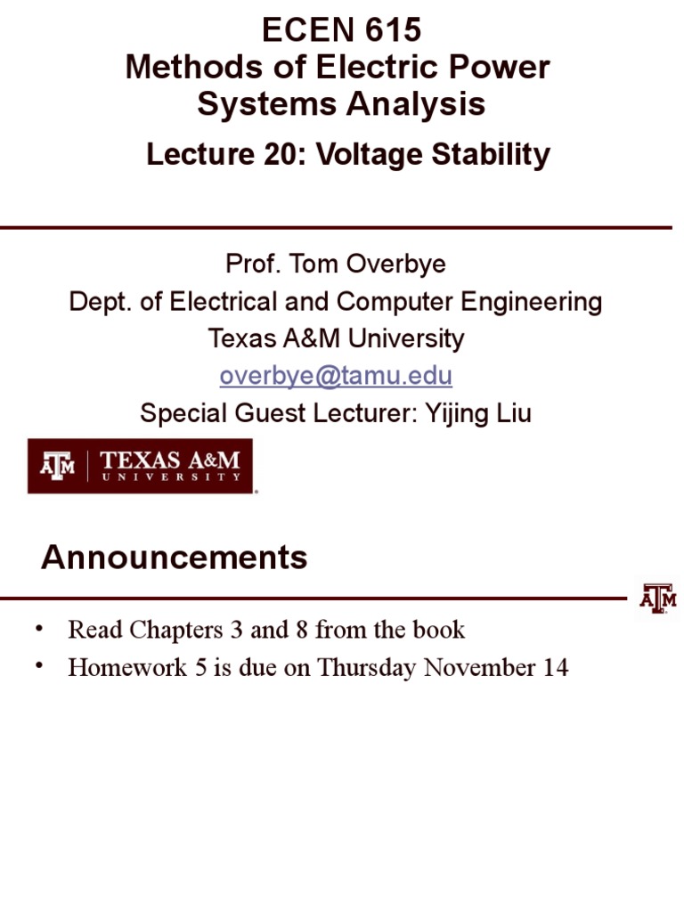 Voltage Stability in Power Systems Analysis | PDF | Stability Theory ...