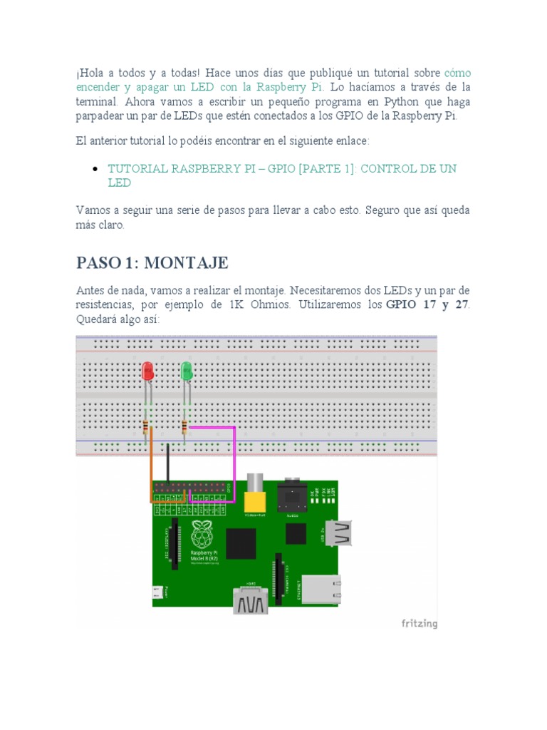 Haz parpadear LEDs con Raspberry Pi | PDF | Python (lenguaje de ...
