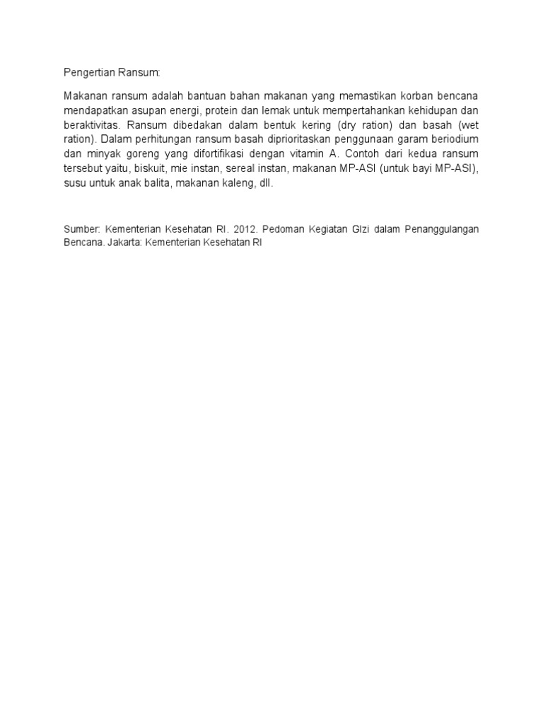 Pengertian Ransum (Karin) | PDF