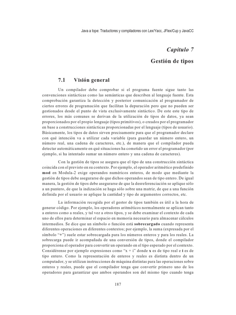 Gestión de Tipos en Compiladores Java | PDF | Lenguaje de programación ...