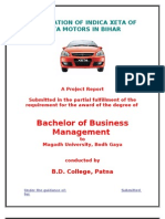 Bachelor of Business Management: Penetration of Indica Xeta of Tata Motors in Bihar