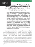 Diagnostic Accuracy of F-Methylcholine Positron Emission Tomography/Computed Tomography For Intra-And Extrahepatic Hepatocellular Carcinoma