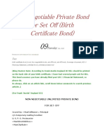 Non Negotiable Private Bond For Set Off (Birth Certificate Bond)
