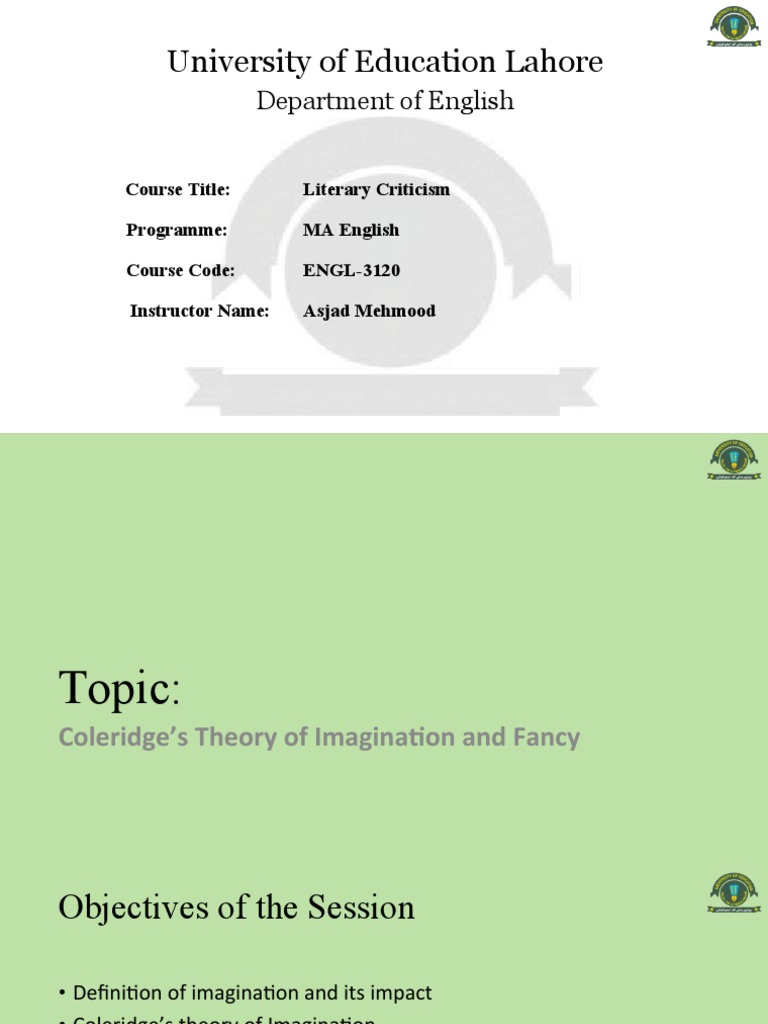 Coleridge's Imagination and Fancy Theory | PDF | Samuel Taylor ...