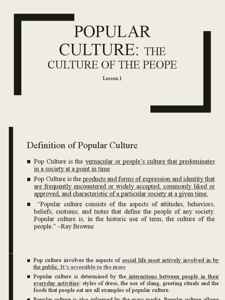 Popular Culture:: THE of The Peope | | Popular Mass Media