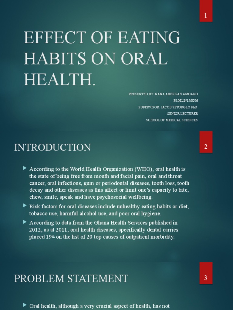 Impact of Eating Habits on Oral Health | PDF | Oral Hygiene | Dentistry