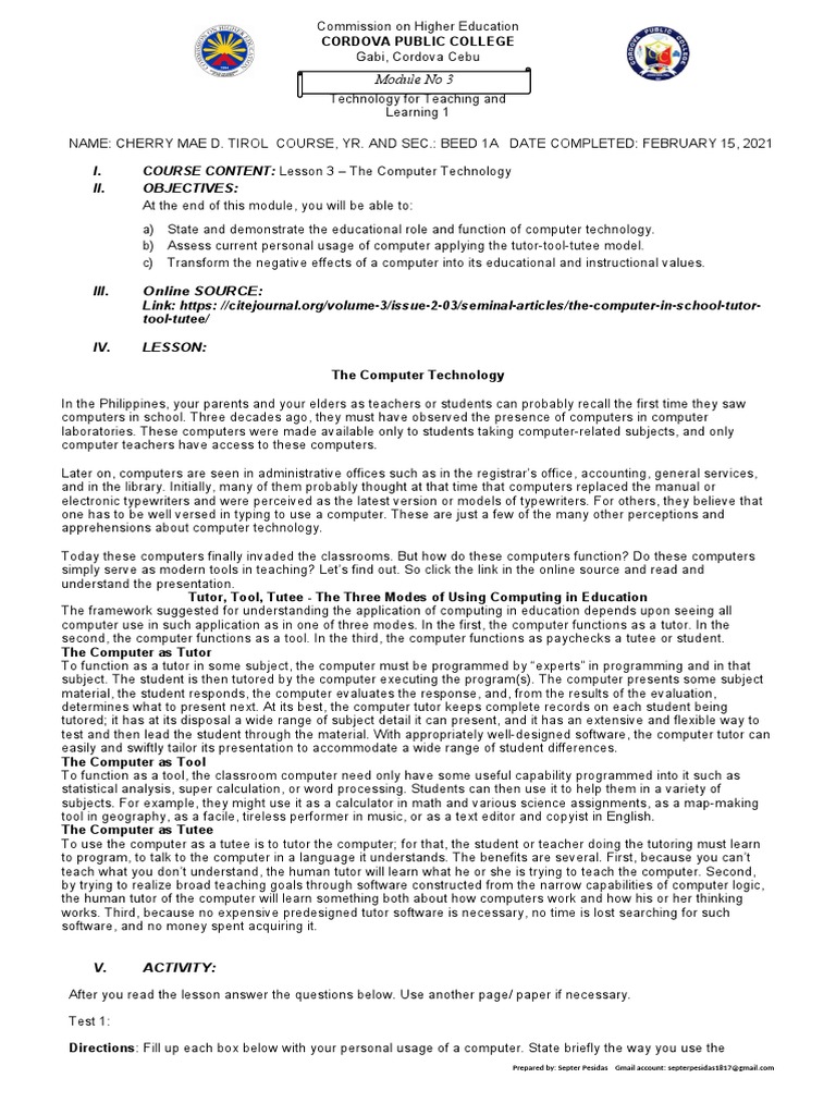 Understanding Computer Technology in Education | PDF | Tutor | Software