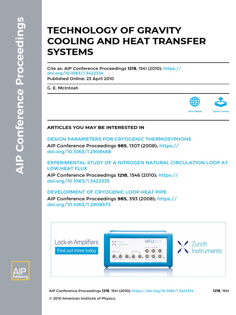 Technology of Gravity Cooling and Heat Transfer Systems | PDF | Heat ...