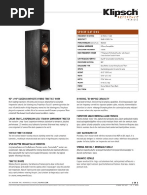 Klipsch RP-8000F Specifications Overview | PDF | Loudspeaker | Sound