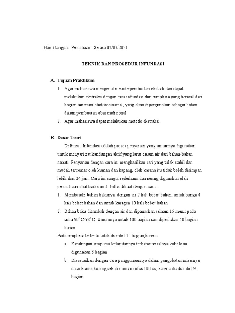 Metode Praktikum Infundasi Sederhana | PDF