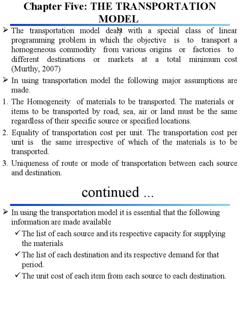 Transportation Model Overview and Methods | PDF | Mathematical ...