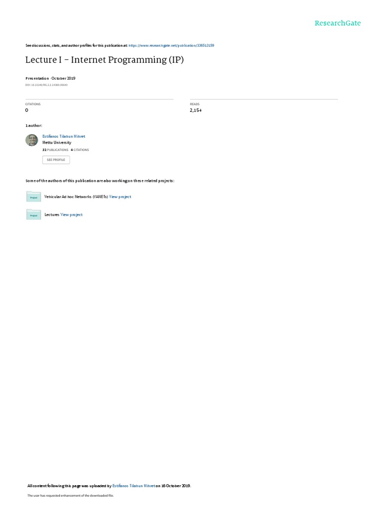 Lecture I Internet Programming Ip October 2019 Pdf Websites