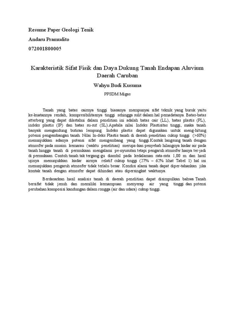 Karakteristik Tanah Aluvium Caruban | PDF | Sains & Matematika