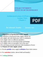 Gondar University Institute of Technology: Architectural Science II (Water and Sewage Lecture Note) Chapter-1