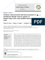 Synthesis, Characterization and Batch Assessment of Groundwater Fluoride Removal Capacity of Trimetal Mg/Ce/Mn Oxide-Modified Diatomaceous Earth