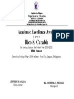 Academic Excellence Award: Rico S. Carable