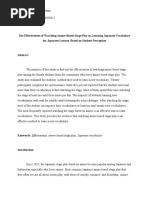 The Effectiveness of Watching Anime-Based Stage Play in Learning Japanese Vocabulary For Japanese Learner Based On Student Perception