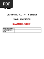 Learning Activity Sheet: Quarter 3-Week 1