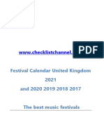 Music Festival Calendar United Kingdom 2021