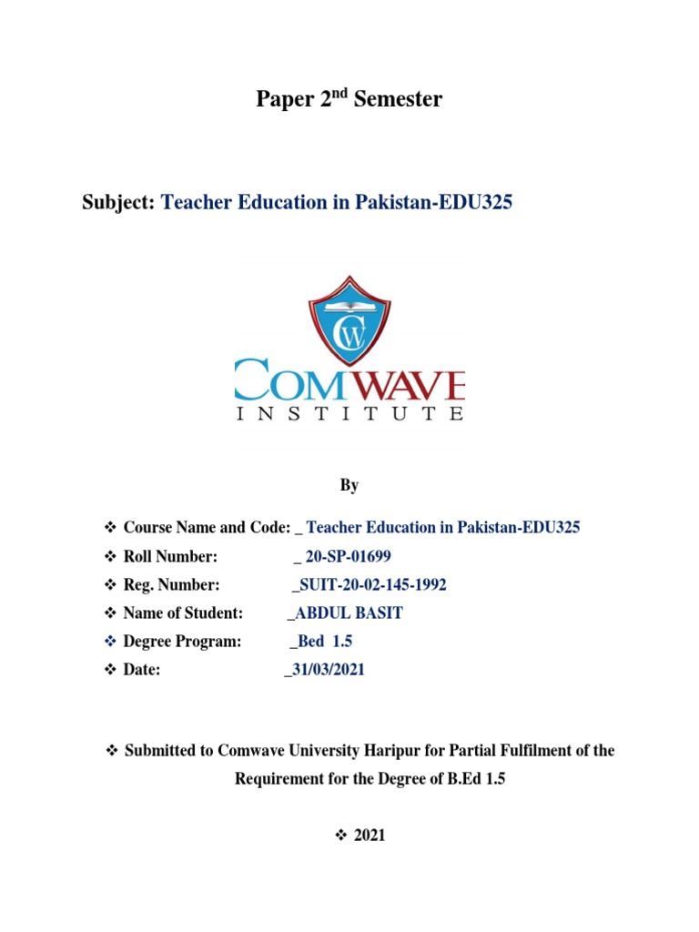 Teacher Education Challenges in Pakistan | PDF | Teacher Education ...