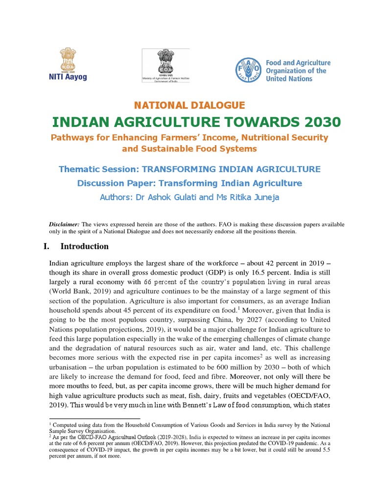 Transforming Indian Agriculture by 2030 | PDF | Agriculture | Green ...