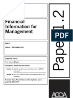 Financial Information For Management: Time Allowed 3 Hours