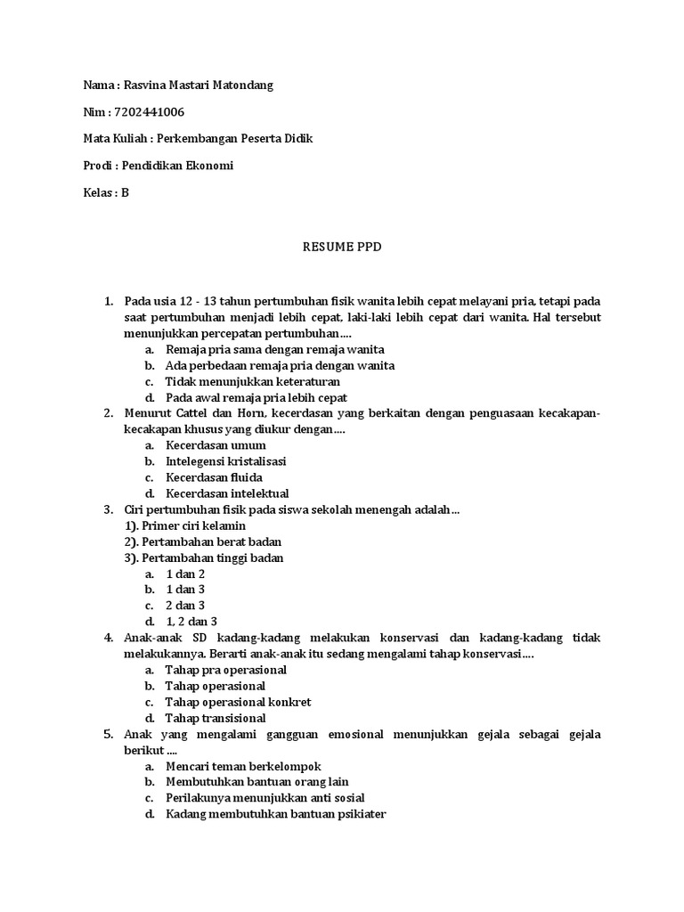 Soal pilihan berganda ppd pdf