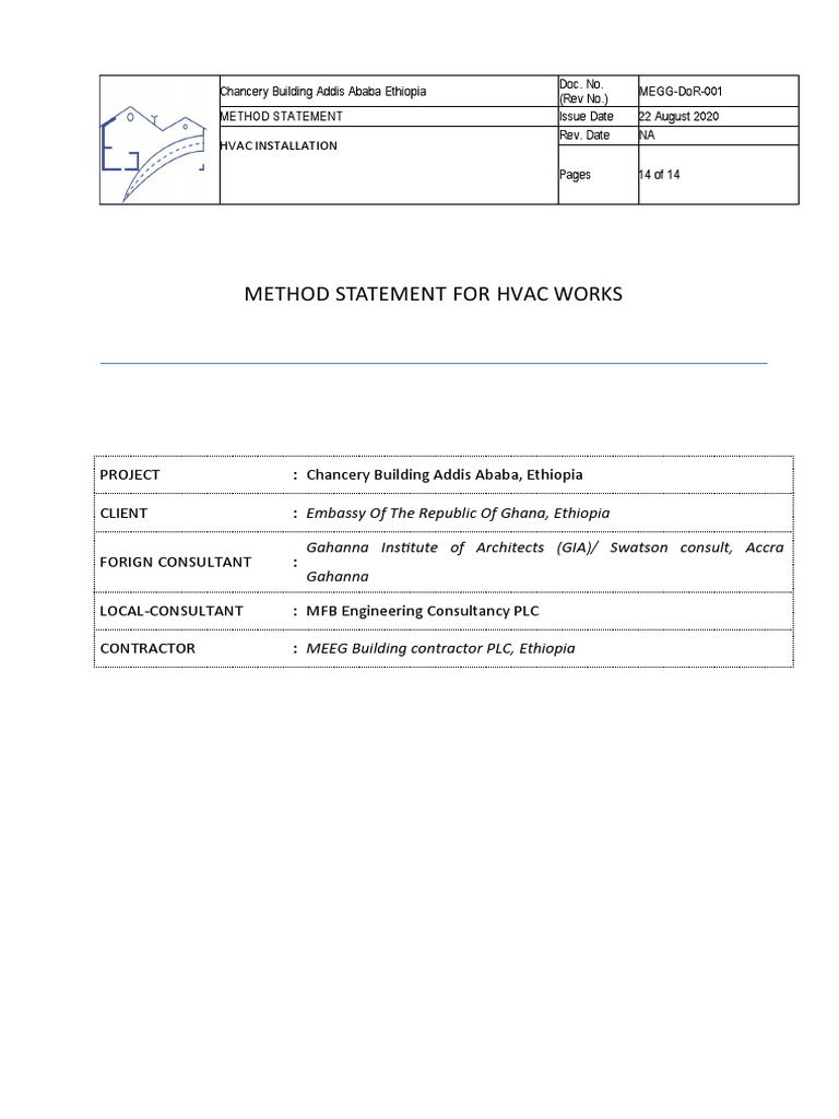 Method Statement For Drainage Sewage Works PDF Duct (Flow) Pipe