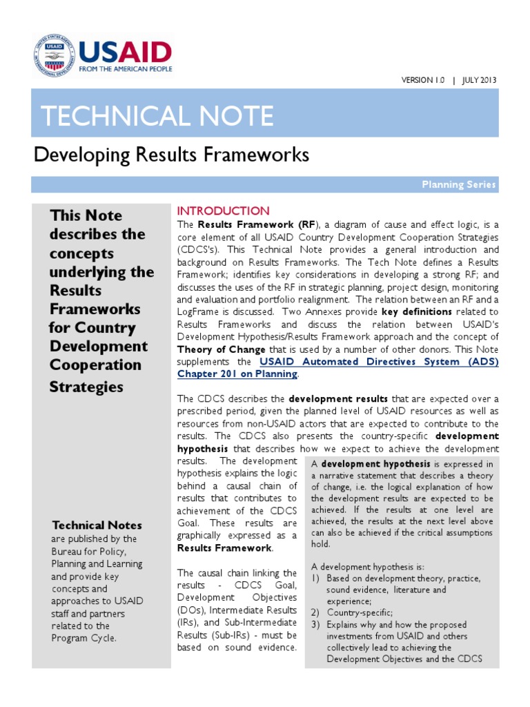 Developing USAID Results Frameworks | PDF | Causality | United States ...