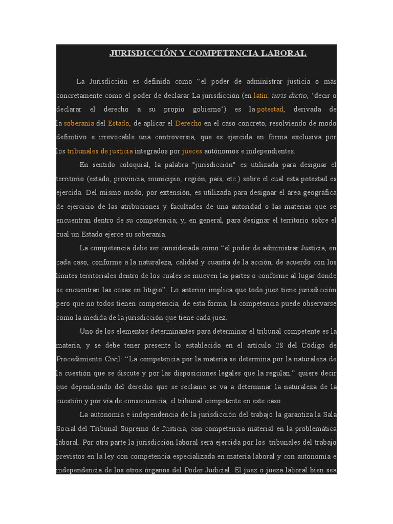 Jurisdicción y Competencia Laboral | PDF | Jurisdicción | Judicaturas