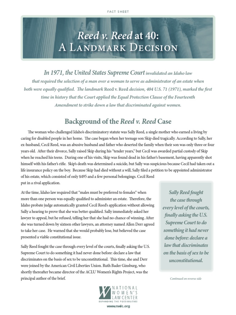 A Landmark Decision Reed v. Reed at 40 PDF United States