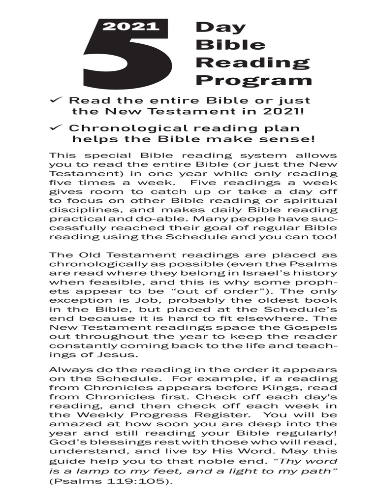 5Day Bible Reading Plan PDF Bible Christian Bible