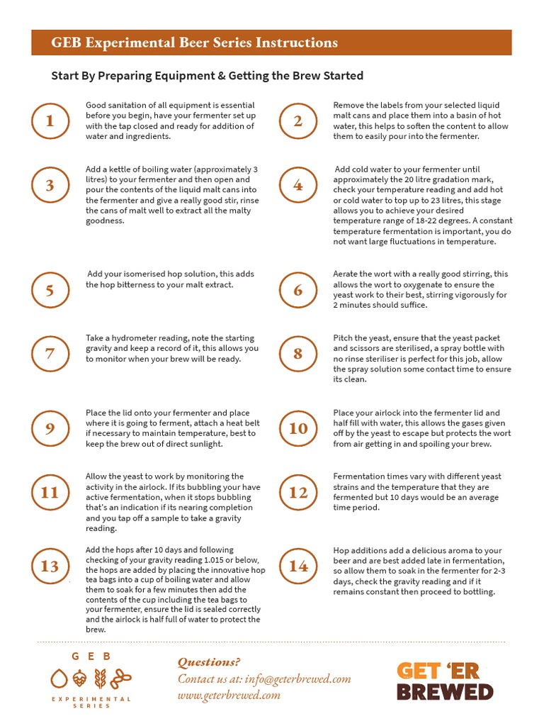 GEB Experimental Beer Kit Seriesu PDF Brewing Biotechnology Products