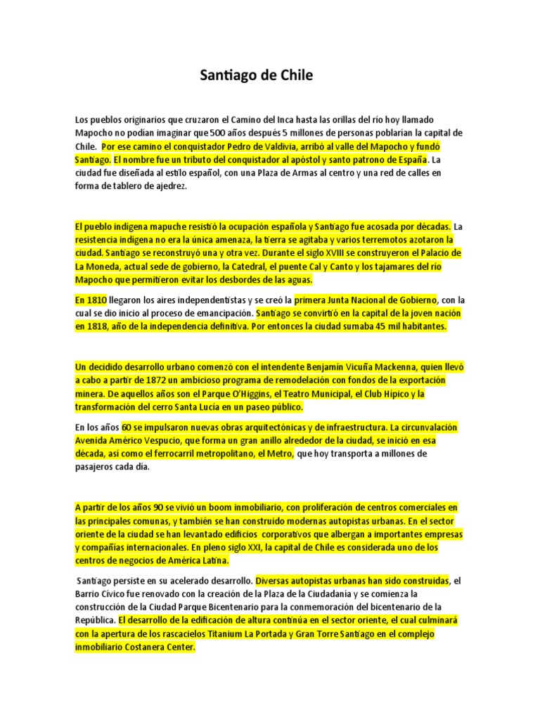 Historia y Desarrollo de Santiago | PDF | Santiago
