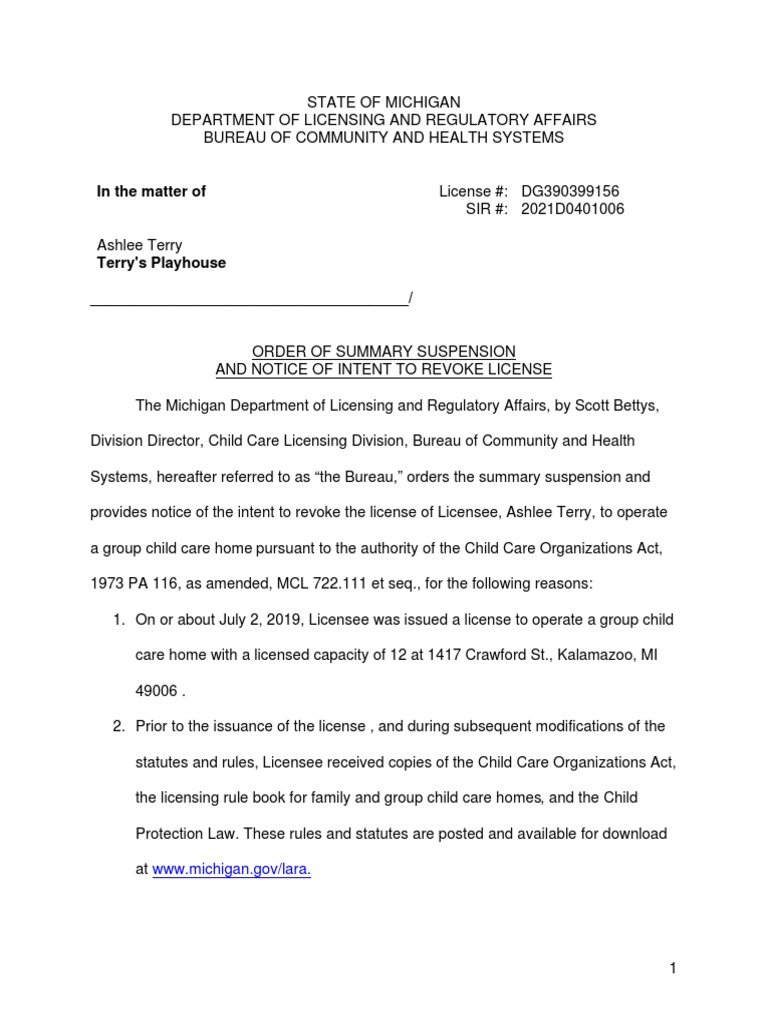 Notice of Intent To Revoke License PDF License Justice