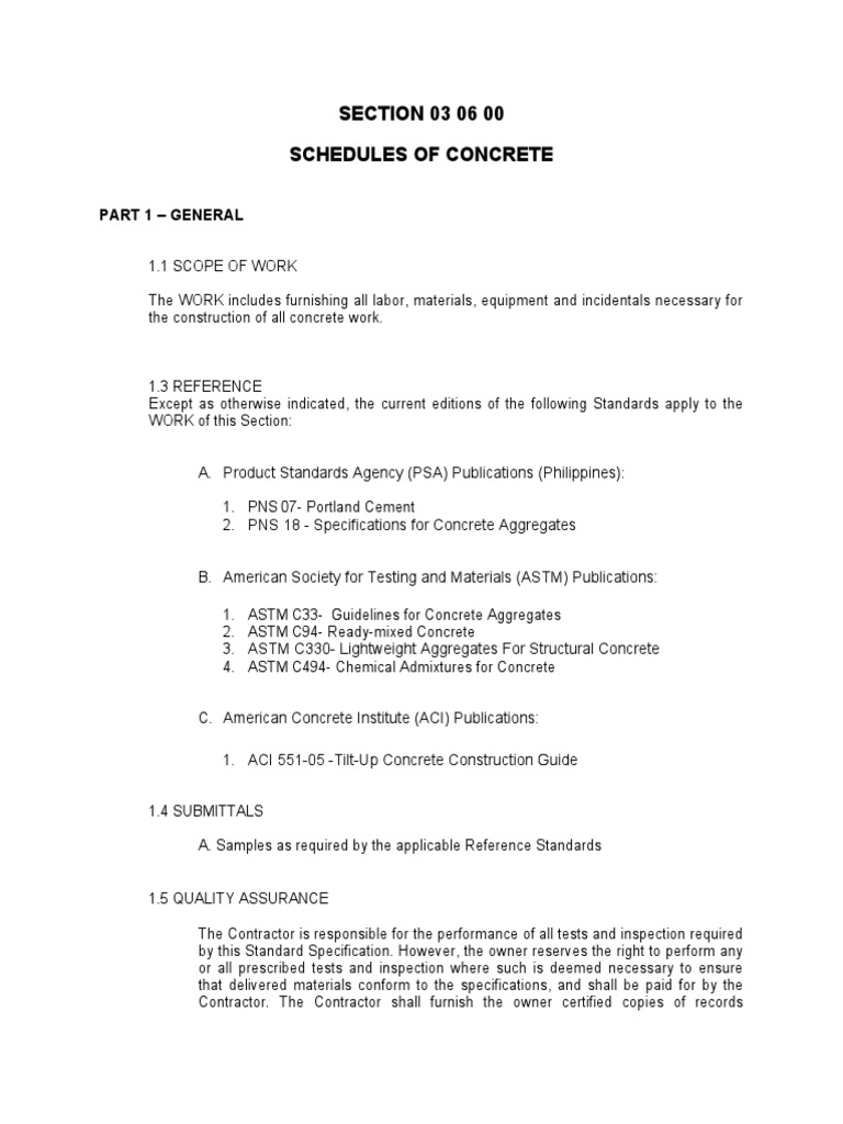 Concrete Work Specifications Guide | PDF | Construction Aggregate ...