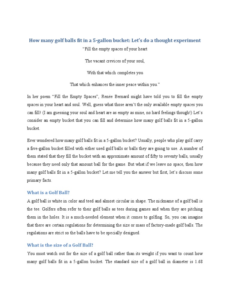 How Many Golf Balls Fit in A 5Gallon Bucket Let's Do A Thought