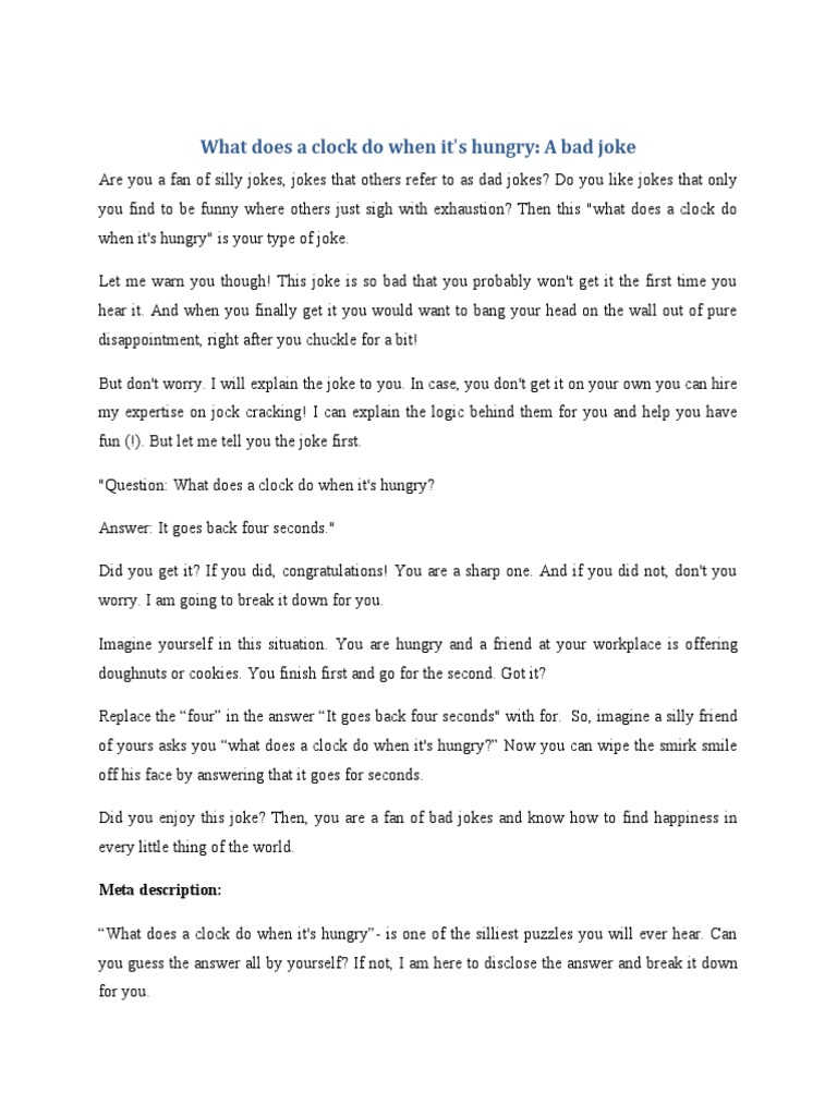 What Does A Clock Do When It's Hungry A Bad Joke Meta Description