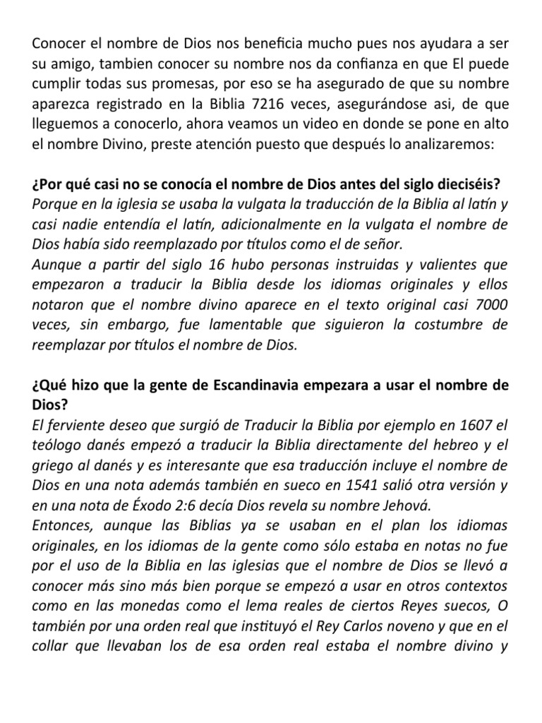 El Nombre de Dios PDF Nombres de Dios en el judaísmo Jehová