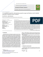 A simplified model for determining capacity usage and battery size for hybrid and plug-in hybrid electric vehicles