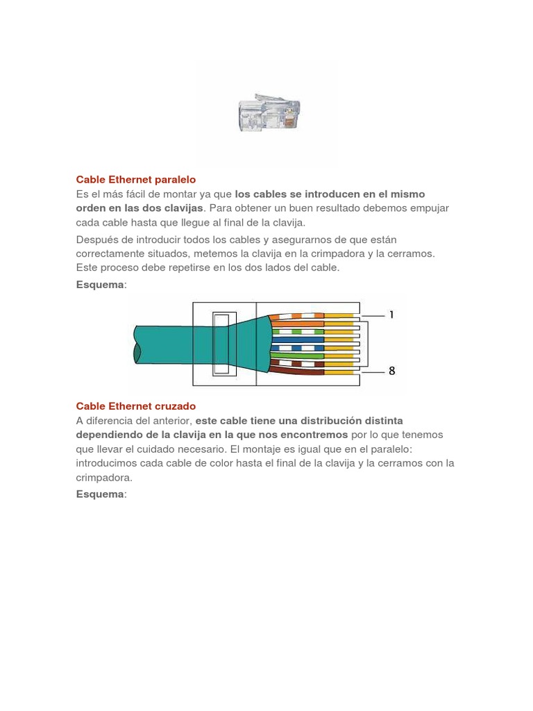 Esquema y Montaje de Cables Ethernet | PDF | Informática