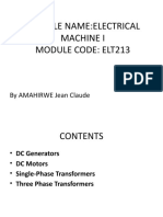 Module Name:Electrical Machine I Module Code: Elt213: by AMAHIRWE Jean Claude