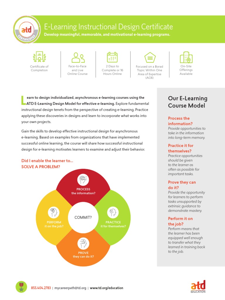 ELearning Instructional Design Certificate PDF Instructional