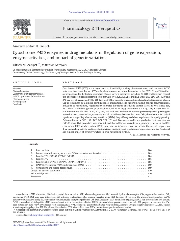 Cytochrome P450 Enzymes in Drug Metabolism Regulat | PDF | Cytochrome ...