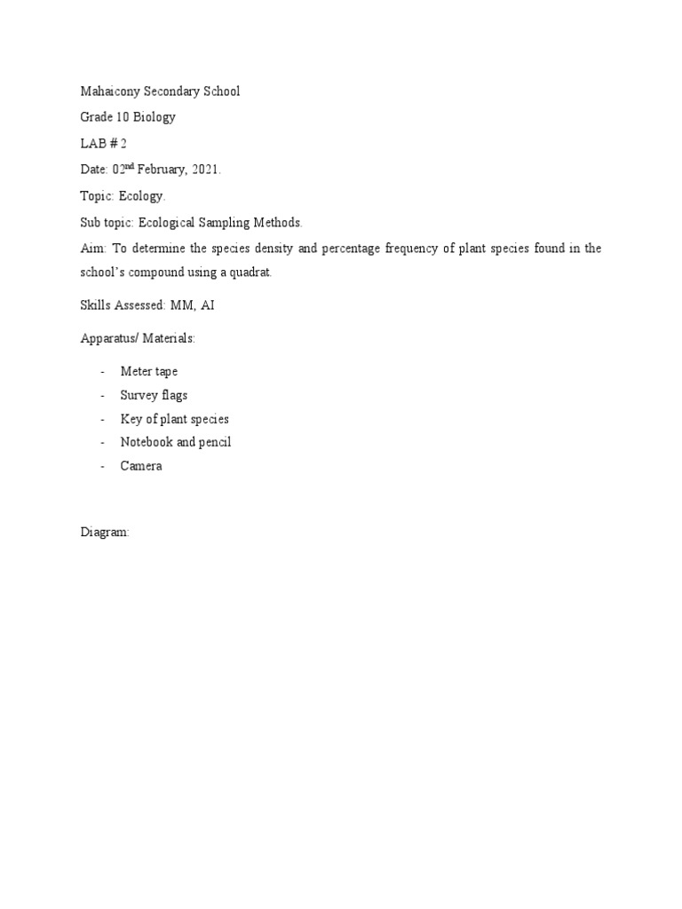 Line Transect Method in Ecology Lab | PDF | Histogram | Teaching ...