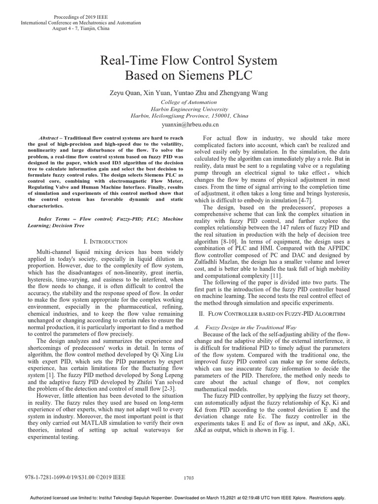 Real-Time Flow Control System Based On Siemens PLC | PDF | Fuzzy Logic ...